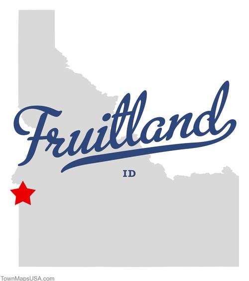 Picture of Fruitland marked on a drawing of Idaho