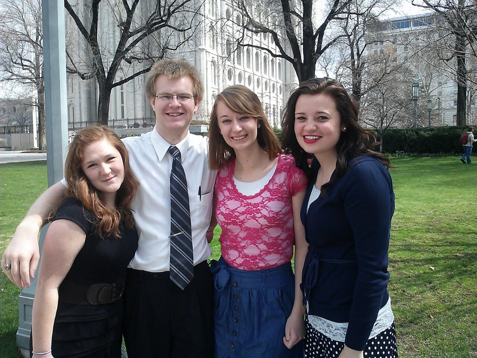 picture of Ross in temple square with friends