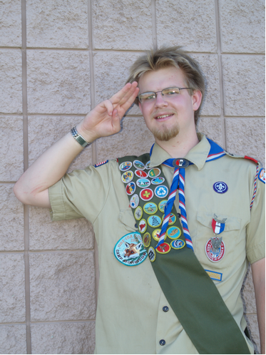 picture of Ross wearing Boy Scout Uniform